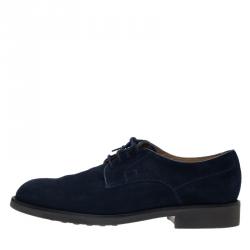 Pre Owned Tod's Navy Blue Suede Lace Up Oxfords Size 44
