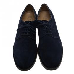 Pre Owned Tod's Navy Blue Suede Lace Up Oxfords Size 44