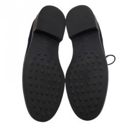 Pre Owned Tod's Navy Blue Suede Lace Up Oxfords Size 44