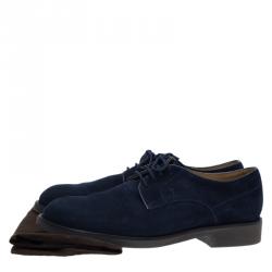 Pre Owned Tod's Navy Blue Suede Lace Up Oxfords Size 44