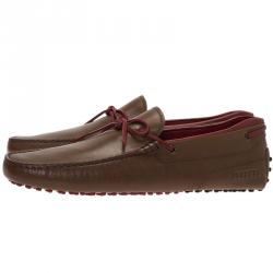 Pre Owned Tod's Brown Leather Bow Loafers Size 45.5