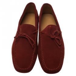 مملوكة مسبقًا Tod's Brown Suede Bow Loafers Size 42.5