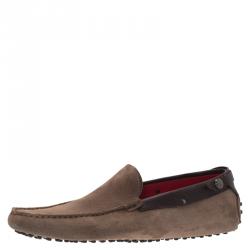 Pre Owned Tod's For Ferrari Brown Suede and Leather Loafers Size 41.5
