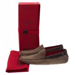 Pre Owned Tod's For Ferrari Brown Suede and Leather Loafers Size 41.5