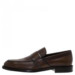Pre Owned Tod's Brown Leather Penny Loafers Size 41.5