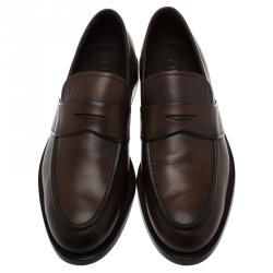 Pre Owned Tod's Brown Leather Penny Loafers Size 41.5