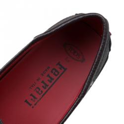 Pre Owned Tod's Black Leather City Gommino Bow Loafers Size 42