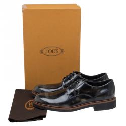 Pre Owned Tod's Black Leather Lace Up Derby Size 42.5