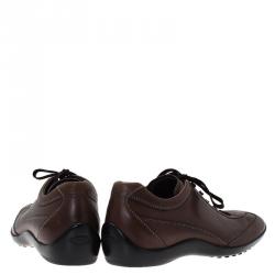 Pre Owned Tod's Brown Leather Owens Lace Up Sneakers Size 43