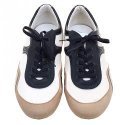 Pre Owned Tod's Tricolor Leather And Canvas Sneakers Size 45.5
