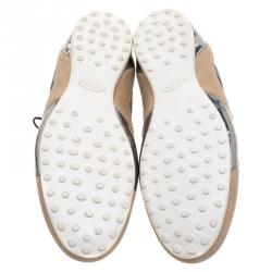 Pre Owned Tod's Tricolor Leather And Canvas Sneakers Size 45.5