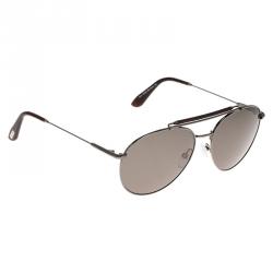 Pre Owned Tom Ford Brown and Black Colin Aviator Sunglasses