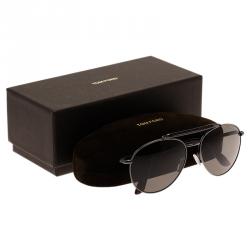Pre Owned Tom Ford Brown and Black Colin Aviator Sunglasses
