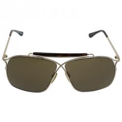 Pre Owned Tom Ford Gold and Tortoise Detail Felix Aviators