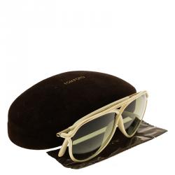 Pre Owned Tom Ford Cream Cross Detail Maximillion Aviators