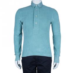 Pre Owned Tom Ford Men's Turquoise Cotton Polo Shirt S