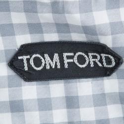 Pre Owned Tom Ford Grey Contrast Collar Gingham Checked Cotton Shirt L