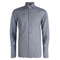 Pre Owned Tom Ford Grey Glen Plaid Checked Cotton Shirt L