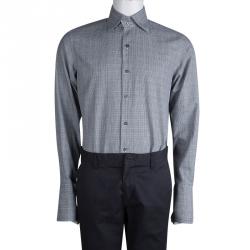 Pre Owned Tom Ford Grey Glen Plaid Checked Cotton Shirt L