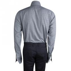 Pre Owned Tom Ford Grey Glen Plaid Checked Cotton Shirt L