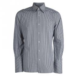Tom Ford Monochrome Checked Long Sleeve Buttondown Cotton Shirt  L