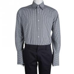 Tom Ford Monochrome Checked Long Sleeve Buttondown Cotton Shirt  L