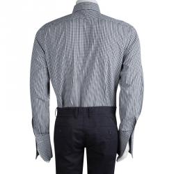 Tom Ford Monochrome Checked Long Sleeve Buttondown Cotton Shirt  L