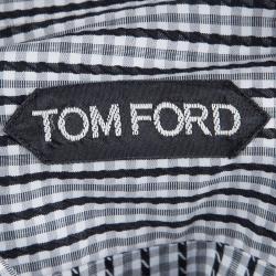Tom Ford Monochrome Checked Long Sleeve Buttondown Cotton Shirt  L