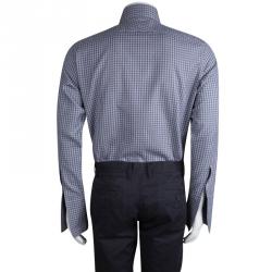 Pre Owned Tom Ford Grey Checked Long Sleeve Button Front Cotton Shirt L