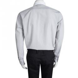 Pre Owned Tom Ford Grey Cotton Contrast Collar Long Sleeve Button Front Shirt XXL