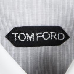 Pre Owned Tom Ford Grey Cotton Contrast Collar Long Sleeve Button Front Shirt XXL