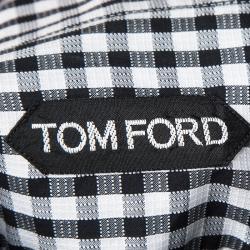 Pre Owned Tom Ford Monochrome Gingham Plaid Long Sleeve Button Front Shirt XL