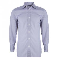 Pre Owned Tom Ford Purple Textured Cotton Long Sleeve Button Front Shirt M