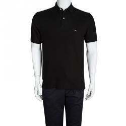 Pre Owned Tommy Hilfiger Black Short Sleeve Polo T-Shirt S