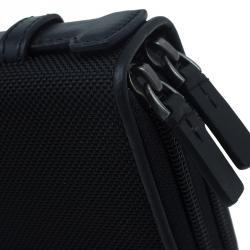 Pre Owned Tumi Black Leather and Canvas Large Zip Around Travel Wallet