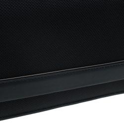 Pre Owned Tumi Black Leather and Canvas Large Zip Around Travel Wallet