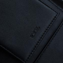 Pre Owned Tumi Black Leather and Canvas Large Zip Around Travel Wallet