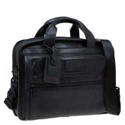 Pre Owned Tumi Black Leather Alpha Slim Portfolio Laptop Bag