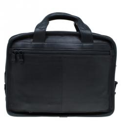 Pre Owned Tumi Black Leather Alpha Slim Portfolio Laptop Bag