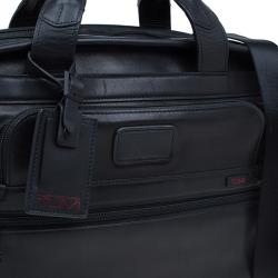 Pre Owned Tumi Black Leather Alpha Slim Portfolio Laptop Bag