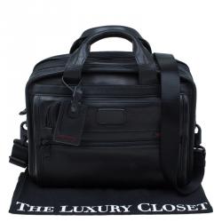 Pre Owned Tumi Black Leather Alpha Slim Portfolio Laptop Bag