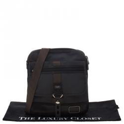 Tumi Grey/Brown Canvas and Leather Alpha Bravo Annapolis Messenger Bag