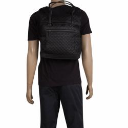 Pre Owned Tumi Black Quilted Fabric Lehigh Foldover Backpack