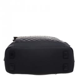 Pre Owned Tumi Black Quilted Fabric Lehigh Foldover Backpack