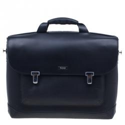 Tumi Black Leather Formula T Compartment Bag with Outer Compartment 