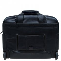 Pre Owned Tumi Black Leather Alpha T-Pass Expandable Laptop Two Wheel Brief Luggage