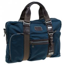 Pre Owned Tumi Blue Nylon Alpha Bravo McNair Slim Briefcase Bag