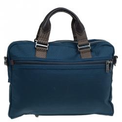 Pre Owned Tumi Blue Nylon Alpha Bravo McNair Slim Briefcase Bag