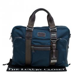 Pre Owned Tumi Blue Nylon Alpha Bravo McNair Slim Briefcase Bag