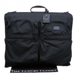 Pre Owned Tumi Black Nylon Tri Fold Garment Luggage Travel Bag